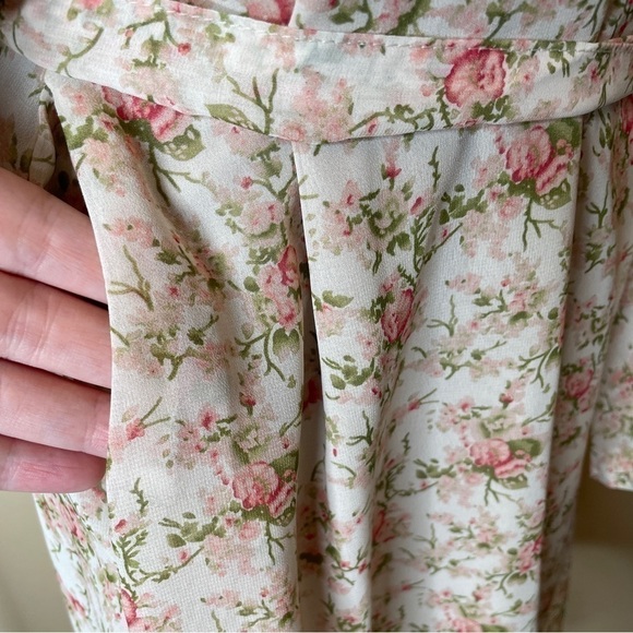 Floral Puff Sleeve Korean Wrap Dress OS / S - Picture 13 of 16